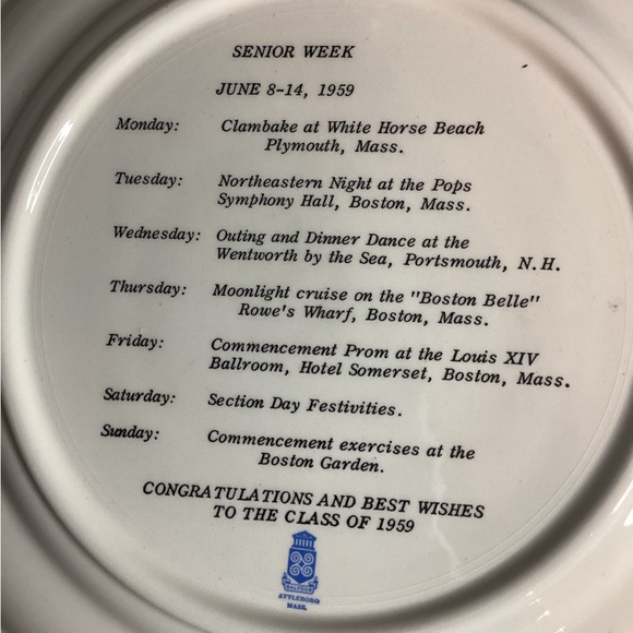 Northeastern University class of 1959 souvenir plate - Picture 2 of 4